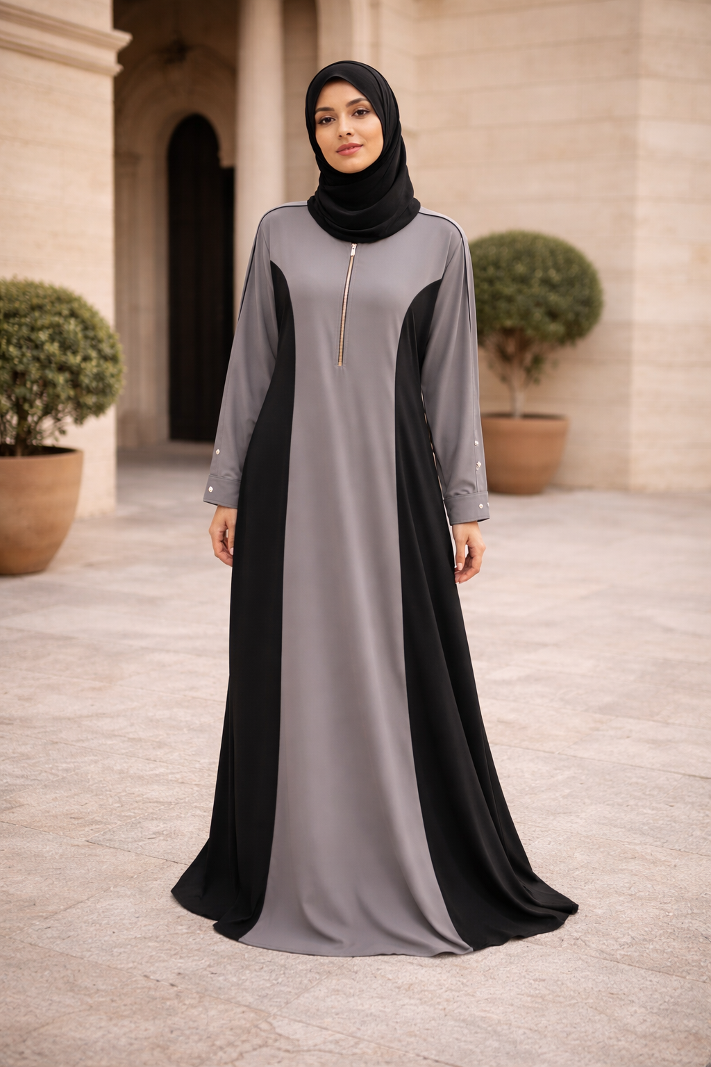 Black & Grey Abaya